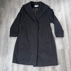 Long Gray Wool Blend Coat Calvin Klein Sz 12